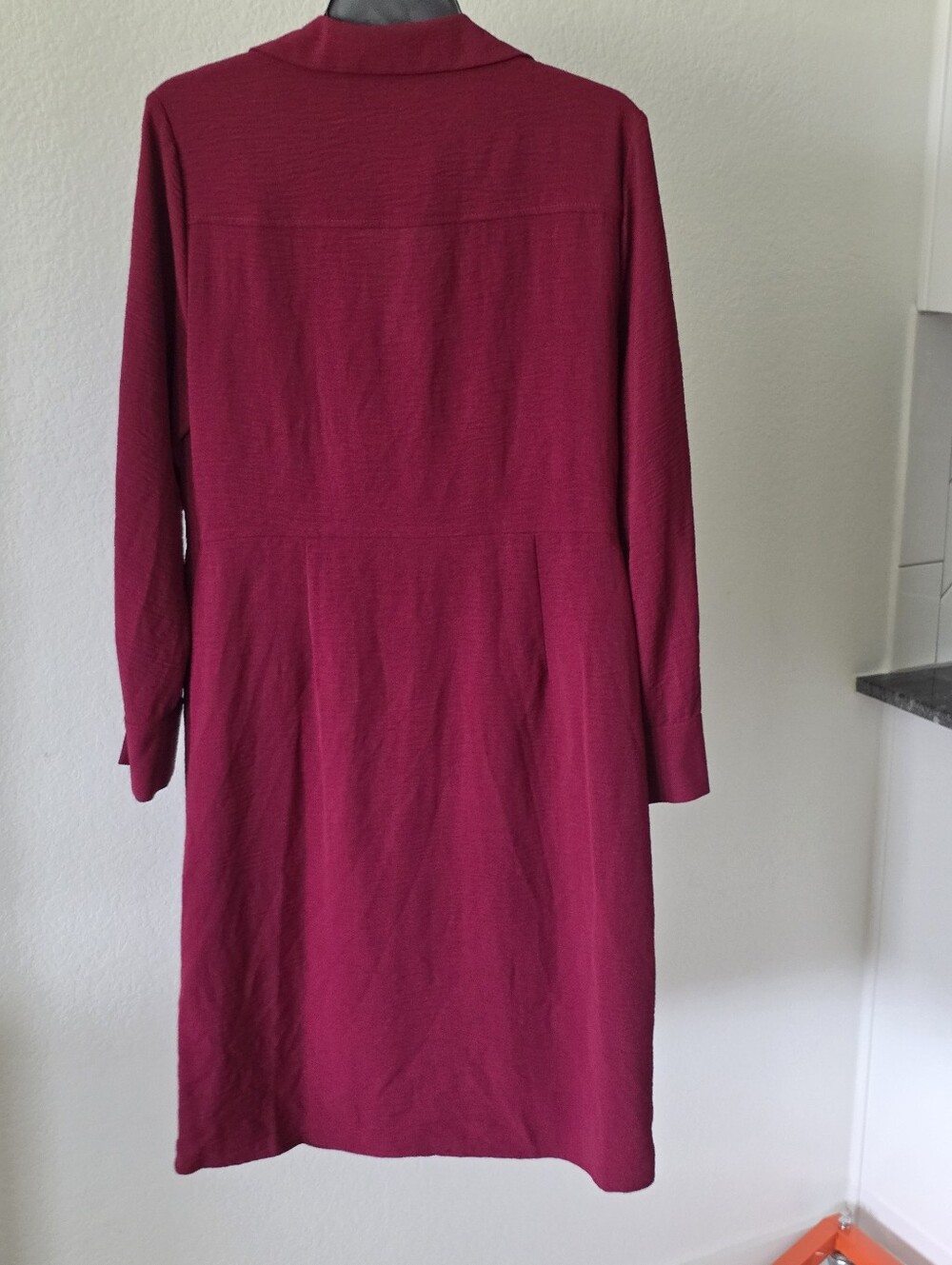 Calvin Klein NWT Size 10 Magenta Draped Wrap Long Sleeve Dress Career $134 - Picture 8 of 9